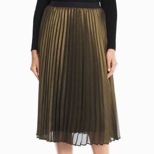Pleated Metallic Midi Skirt